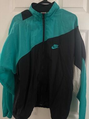 Nike Teal and Black Colorblock Windbreaker Jacket